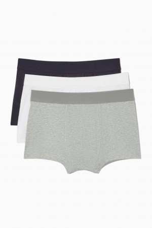 Men's COS 3-Pack Jersey Boxer Briefs Grey / White / Black NZ-97XVAQZOW