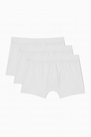 Men's COS 3-Pack Long Boxer Briefs White NZ-75AYRGDVN