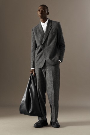 Men's COS Brushed-Wool Straight Pants Grey NZ-32LHZIONC