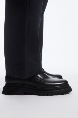 Men's COS Chunky Leather Derby Shoes Black NZ-50ADVNOSU