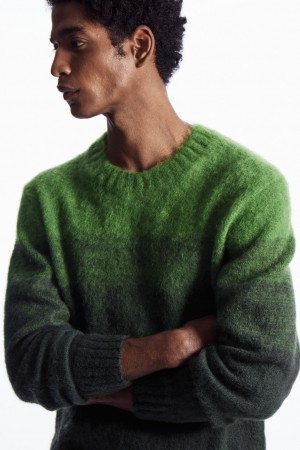 Men's COS Colour-Block Mohair-Blend Sweaters Green NZ-32NLRMYHP