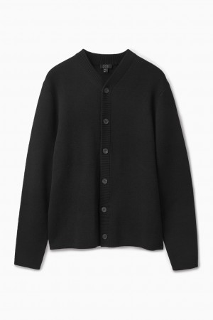 Men's COS Cotton And Wool-Blend Knitted Cardigan Black NZ-91SQIDUFH