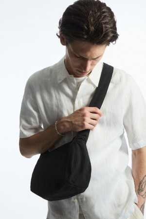 Men's COS Crossbody Saddle Nylon Crossbody Bag Black NZ-68NEYFPXB