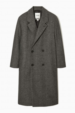 Men's COS Double-Breasted Herringbone Coats Dark Grey NZ-89KSBYFID