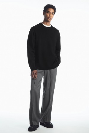 Men's COS Double-Faced Merino Wool Sweaters Black NZ-34TSHADUB
