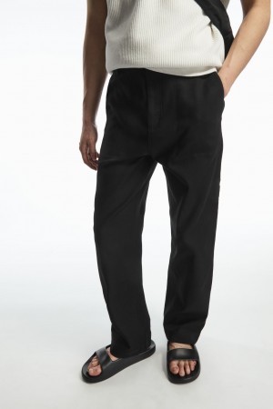 Men's COS Double-Strap Rubber Slides Black NZ-04GISVWNM