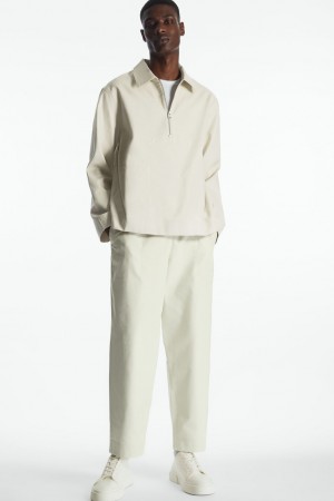 Men's COS Elasticated Twill Pants White NZ-10RYZJXLB