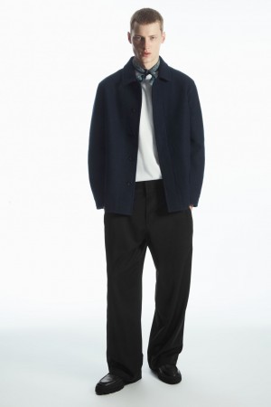 Men's COS Felted Wool Jackets Navy NZ-19XFCEMLJ