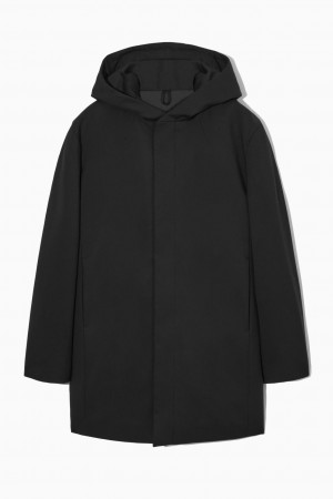 Men's COS Hooded Padded Parka Jackets Black NZ-72VNLHOYP