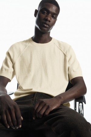 Men's COS Knitted Cashmere-Blend T-Shirt Cream NZ-87RJOGSMP