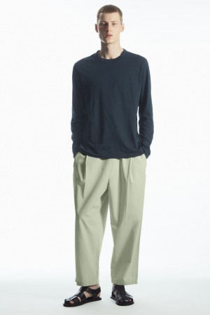 Men's COS Lightweight Long-Sleeved T-Shirt Navy NZ-95NIATKSL