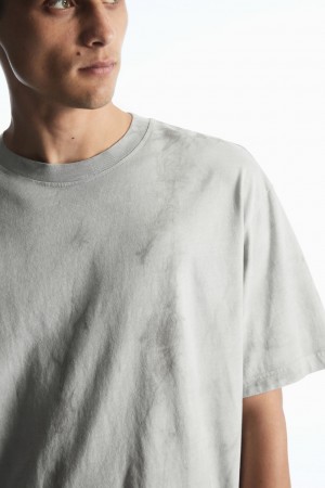 Men's COS Oversized-Dye T-Shirt Grey NZ-64ZKVRXIO