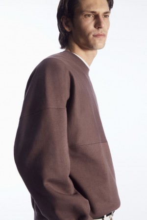 Men's COS Oversized Exposed-Seam Sweatshirt Purple NZ-86ELXSVNZ
