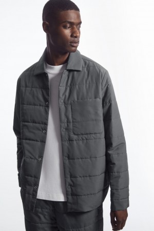 Men's COS Padded Overshirt Shirts Dark Grey NZ-49SBVHCLQ