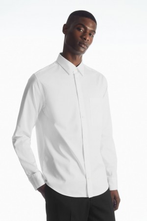 Men's COS Patch-Pocket Regular Shirts White NZ-04ALTEYCS