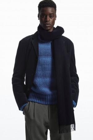 Men's COS Pure Cashmere Scarf Navy NZ-21YOWJXZE
