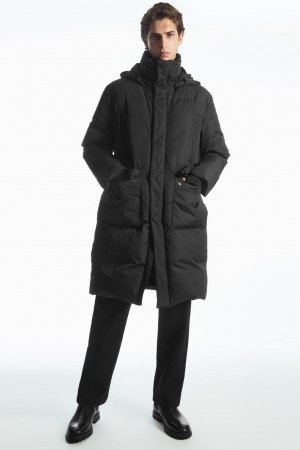 Men's COS Recycled-Down Puffer Coats Black NZ-79FTMAKRO