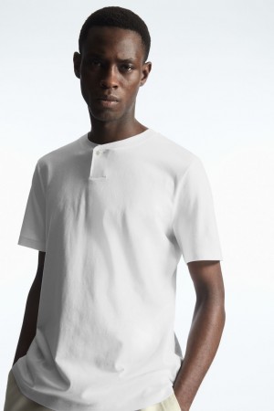 Men's COS Regular-Fit Baseball T-Shirt White NZ-93VLWUEKI