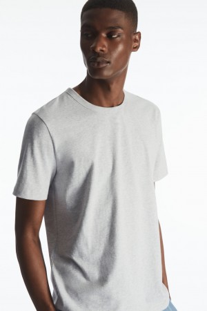 Men's COS Regular-Fit Mid-Weight Brushed T-Shirt Grey NZ-06WTUJEKP