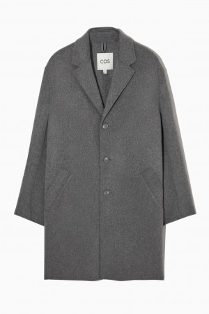 Men's COS Relaxed-Fit Double-Faced Wool Coats Grey NZ-50OMQKRSN