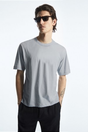 Men's COS Relaxed-Fit Lightweight T-Shirt Light Blue NZ-62PIHMUQF