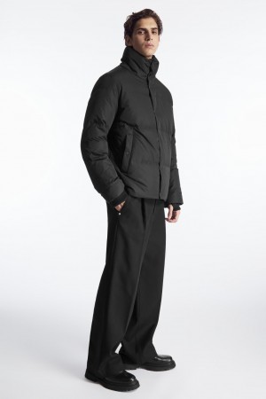 Men's COS Short Puffer Jackets Black NZ-23ZBQOALU