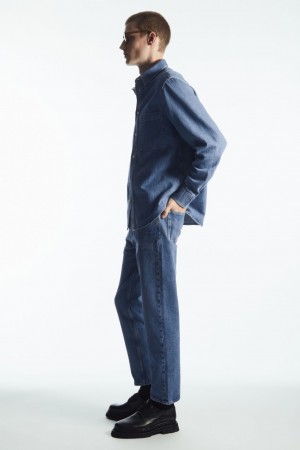 Men's COS Skim Straight Jeans Blue NZ-72SONPQJK