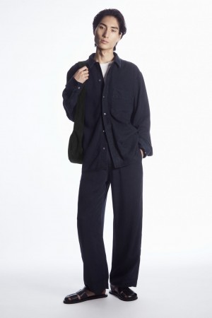 Men's COS Straight-Leg Lightweight Denim Pants Navy NZ-35TIJFYWX
