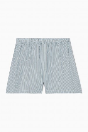 Men's COS Striped Boxer Shorts Light Blue NZ-71JCKRBLH