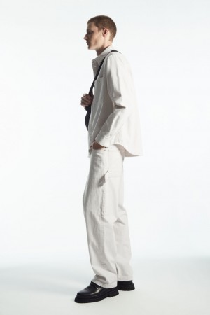 Men's COS System Straight Jeans White NZ-05EJWVZAP