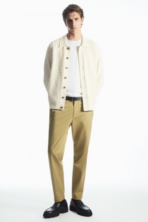 Men's COS Tapered Twill Chino Pants Dark Beige NZ-15NYGRJQB