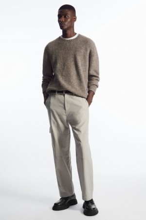 Men's COS Tapered Utility Trousers Grey NZ-10GAVHYDF