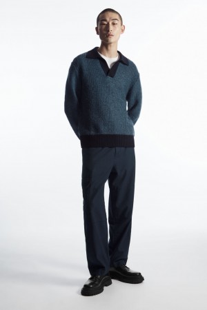 Men's COS Tapered Utility Trousers Navy NZ-09RNGHAMS