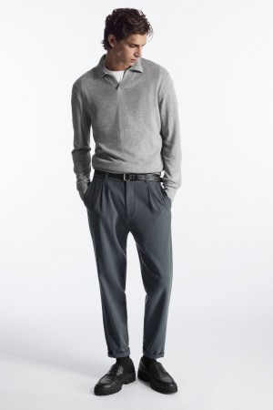 Men's COS Tapered Wool Chino Pants Dark Turquoise NZ-46QZLSXRW