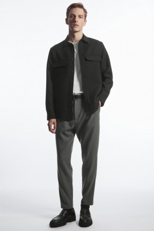 Men's COS Tapered Wool Chino Pants Grey NZ-07FHETQRS