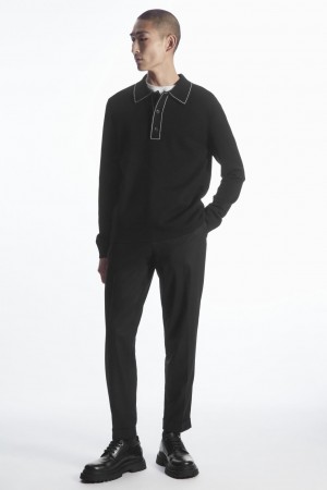 Men's COS Tapered Wool Pants Black NZ-71DMSPOJB
