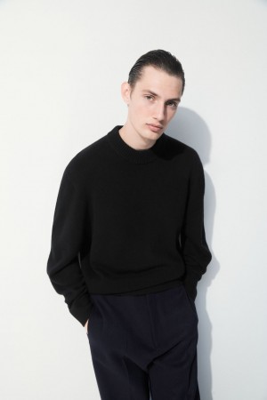 Men's COS The Cashmere Crew-Neck Sweaters Black NZ-40PLEZNCK