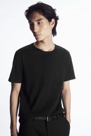 Men's COS The Extra Fine T-Shirt Black NZ-14VZNUSMI