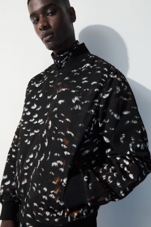 Men's COS The Feather-Print Bomber Jackets Black NZ-68KJDMZBC