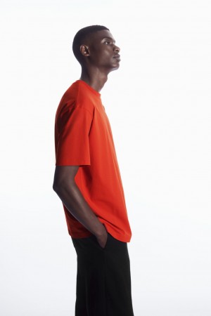 Men's COS The Super Slouch T-Shirt Orange NZ-34MWYQTHJ