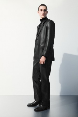 Men's COS The Tailored Leather Pants Black NZ-61LGUFEKA