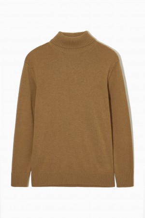 Men's COS Wool-Cashmere Turtleneck Sweaters Dark Beige NZ-16SDFBAJQ