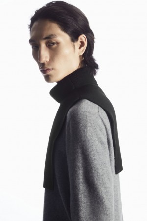 Men's COS Wool Rollneck Collar Vest Black NZ-98CSXBLEH