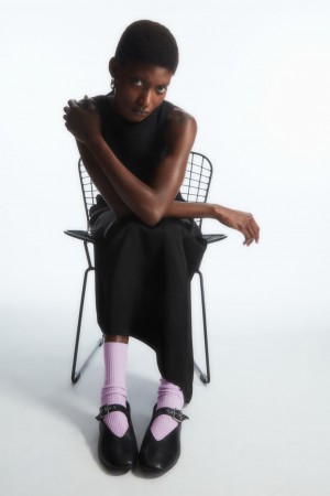 Women's COS 2-Pack Ribbed Socks Purple / Black NZ-20MPWXVTN