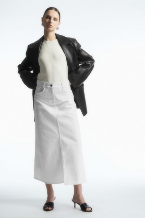Women's COS A-Line Denim Midi Skirt White NZ-95NGIQTCL