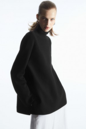 Women's COS A-Line Funnel-Neck Top Sweaters Black NZ-59UWLVKHI