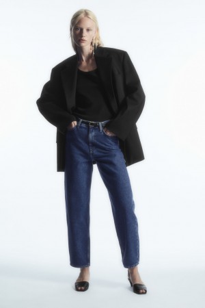 Women's COS Arch Tapered Jeans Dark Blue NZ-31COLXFMU