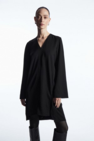 Women's COS Asymmetric Tunic Dress Black NZ-05DTKIQPB