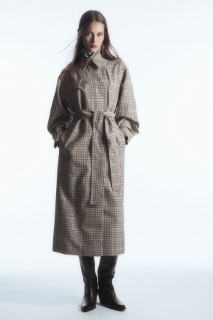 Women's COS Checked Utility Trench Coats Multicolor NZ-50WMSVAHB