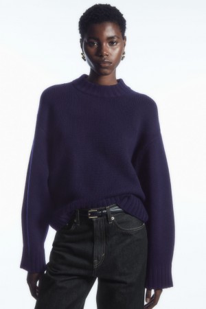 Women's COS Chunky Pure Cashmere Crew-Neck Jumpers Navy NZ-60OCWGSLM